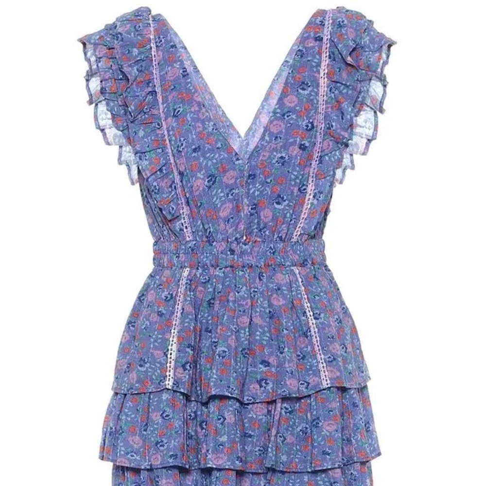 LoveShackFancy Lilac Floral Tiered Ruffle Dress